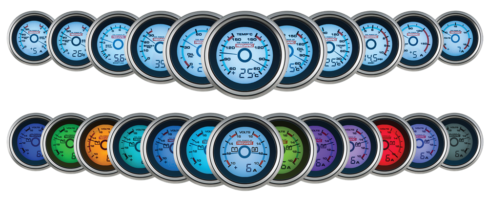 DUAL VOLTAGE 52MM GAUGE WITH OPTIONAL CURRENT DISPLAY