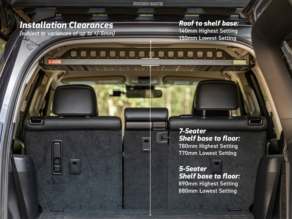 Standalone Rear Roof Shelf to suit Toyota Prado 150