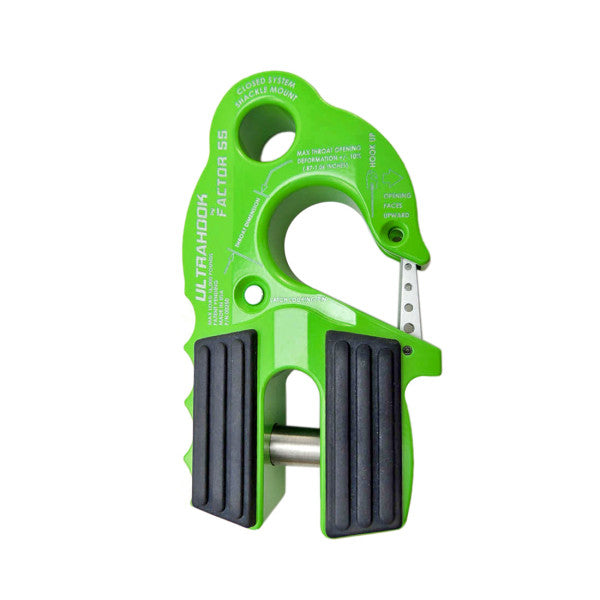 Ultrahook Winch Hook & Shackle Mount Assembly - Lime