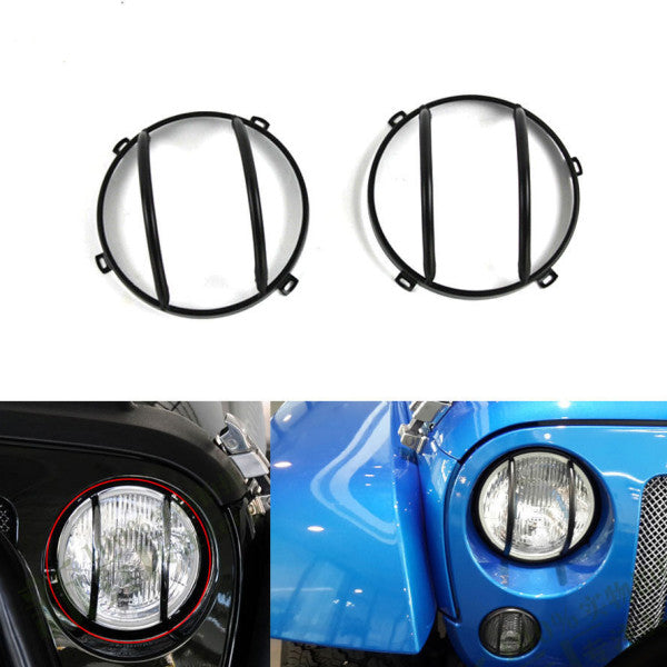Jeep Wrangler JK 07-17 Front Horizontal Cut Black Headlamp Guard