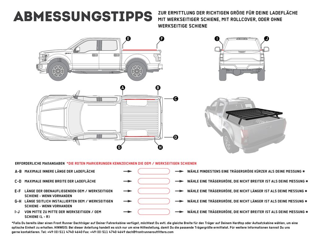 PICKUP TRUCK SLIMLINE II LOAD BED RACK KIT / 1475(W) X 1560(L)