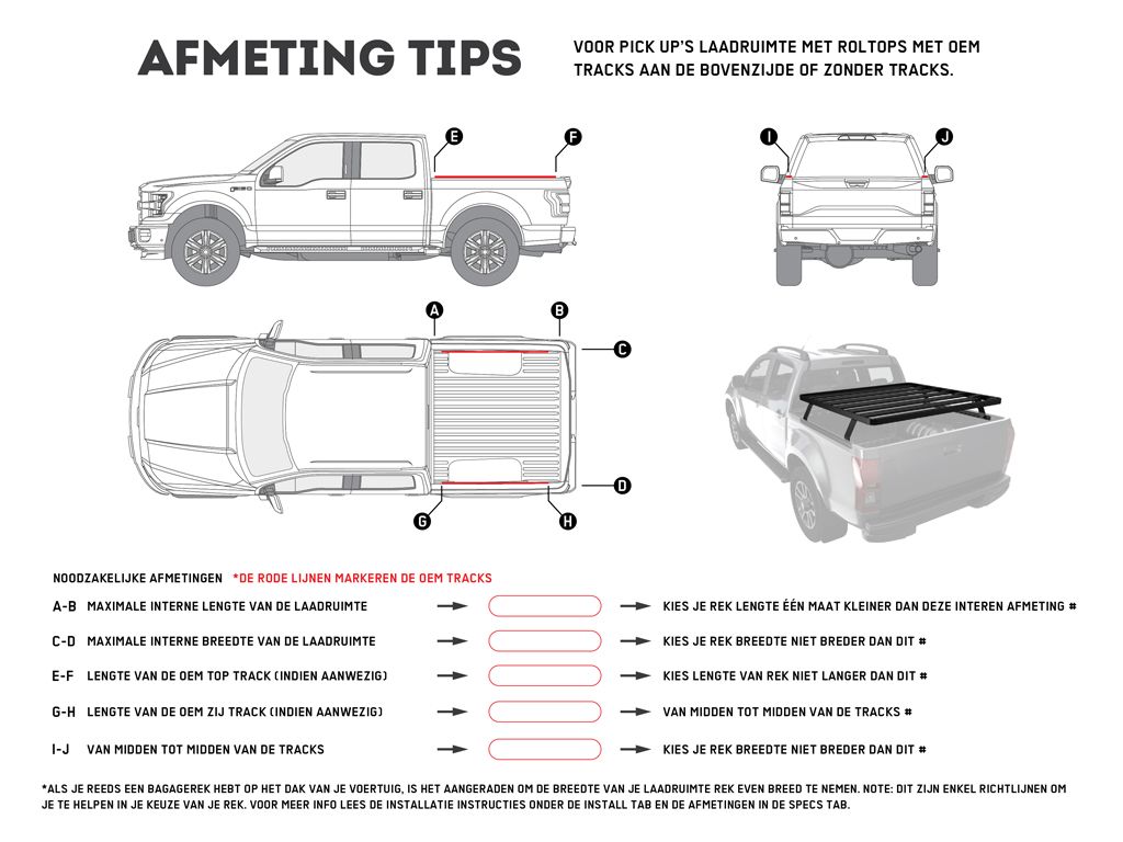 PICKUP TRUCK SLIMLINE II LOAD BED RACK KIT / 1475(W) X 1560(L)