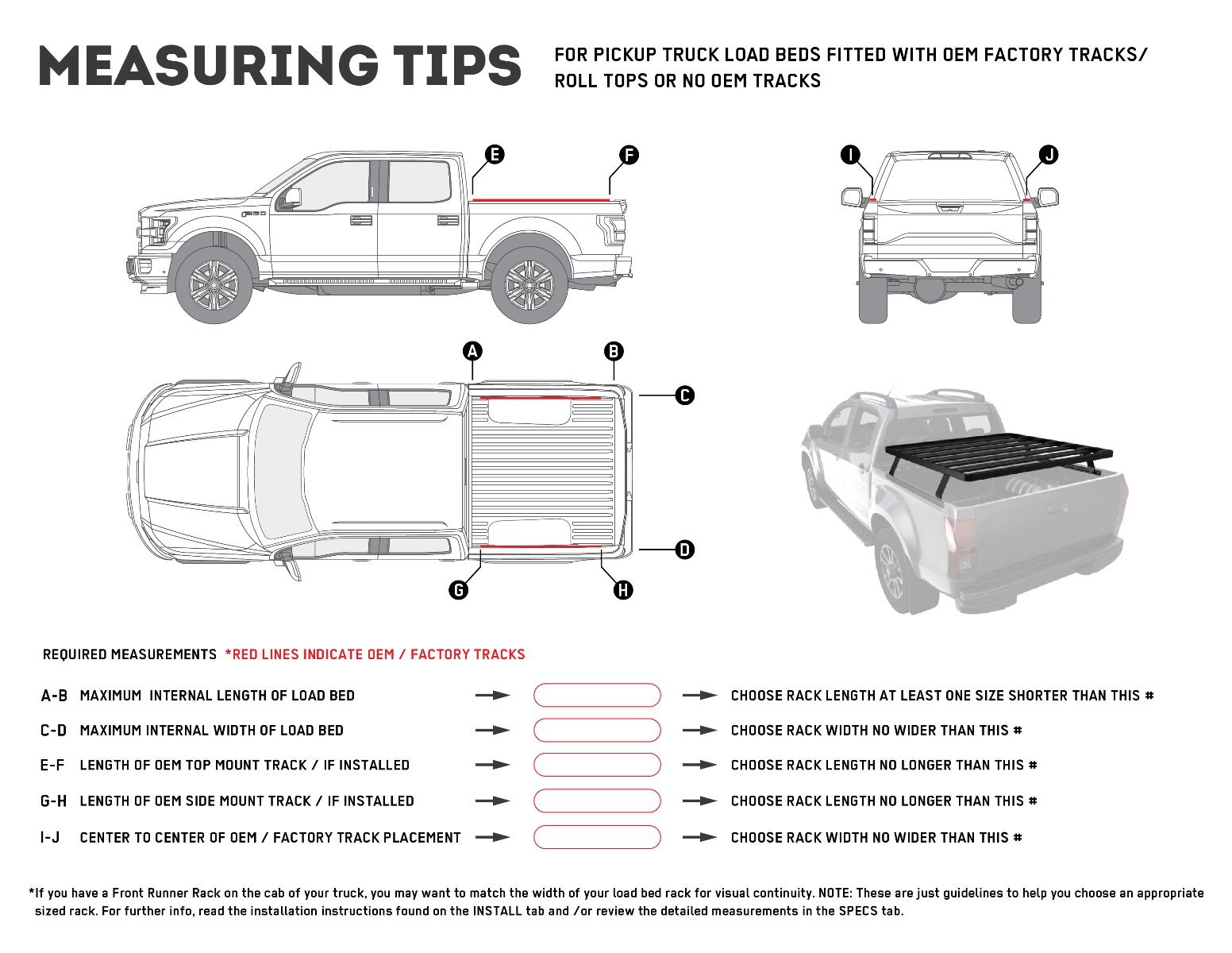 PICKUP TRUCK SLIMLINE II LOAD BED RACK KIT / 1475(W) X 1560(L)