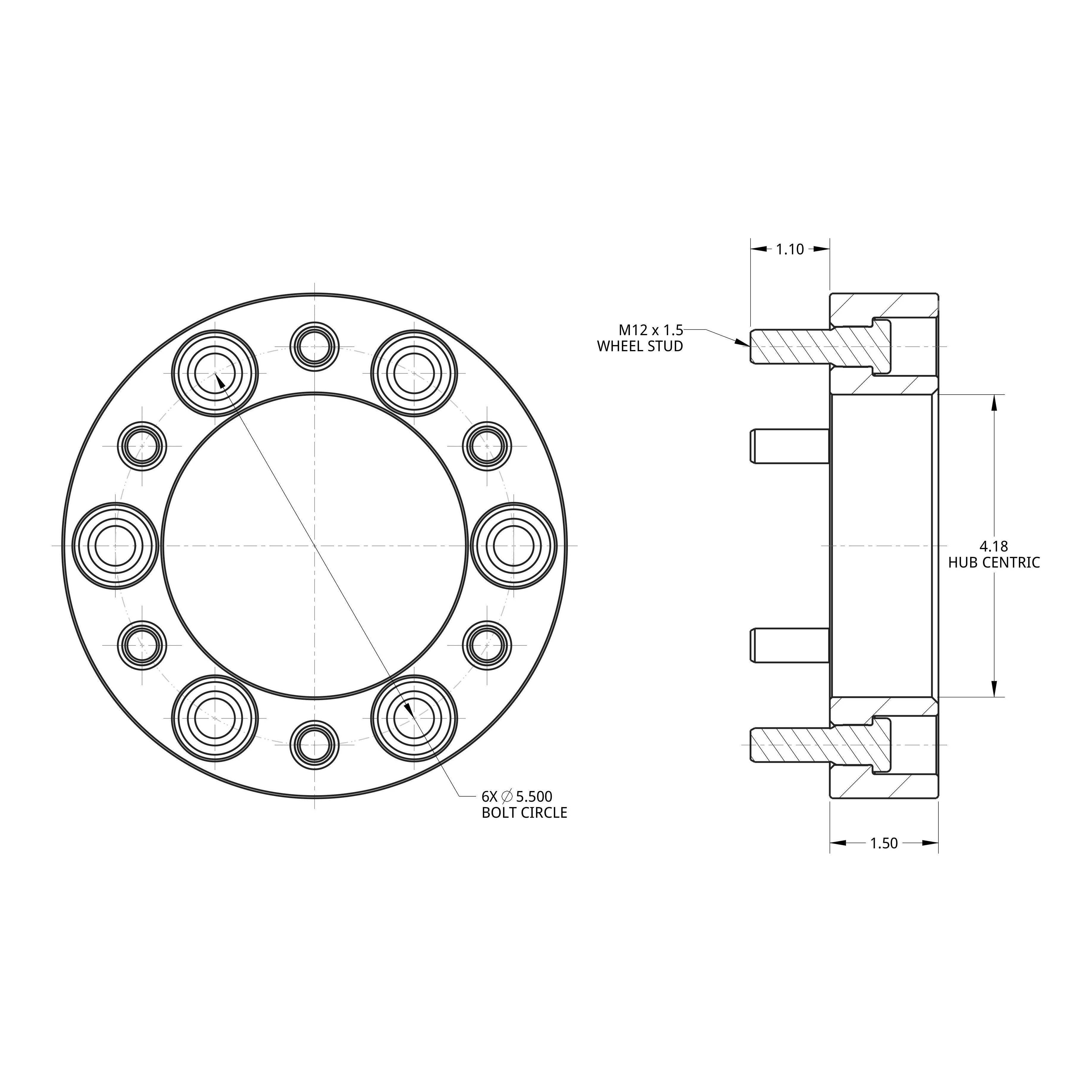 SpiderTrax 6 on 5.5 1.5" Thick Wheel Spacers (Toyota)